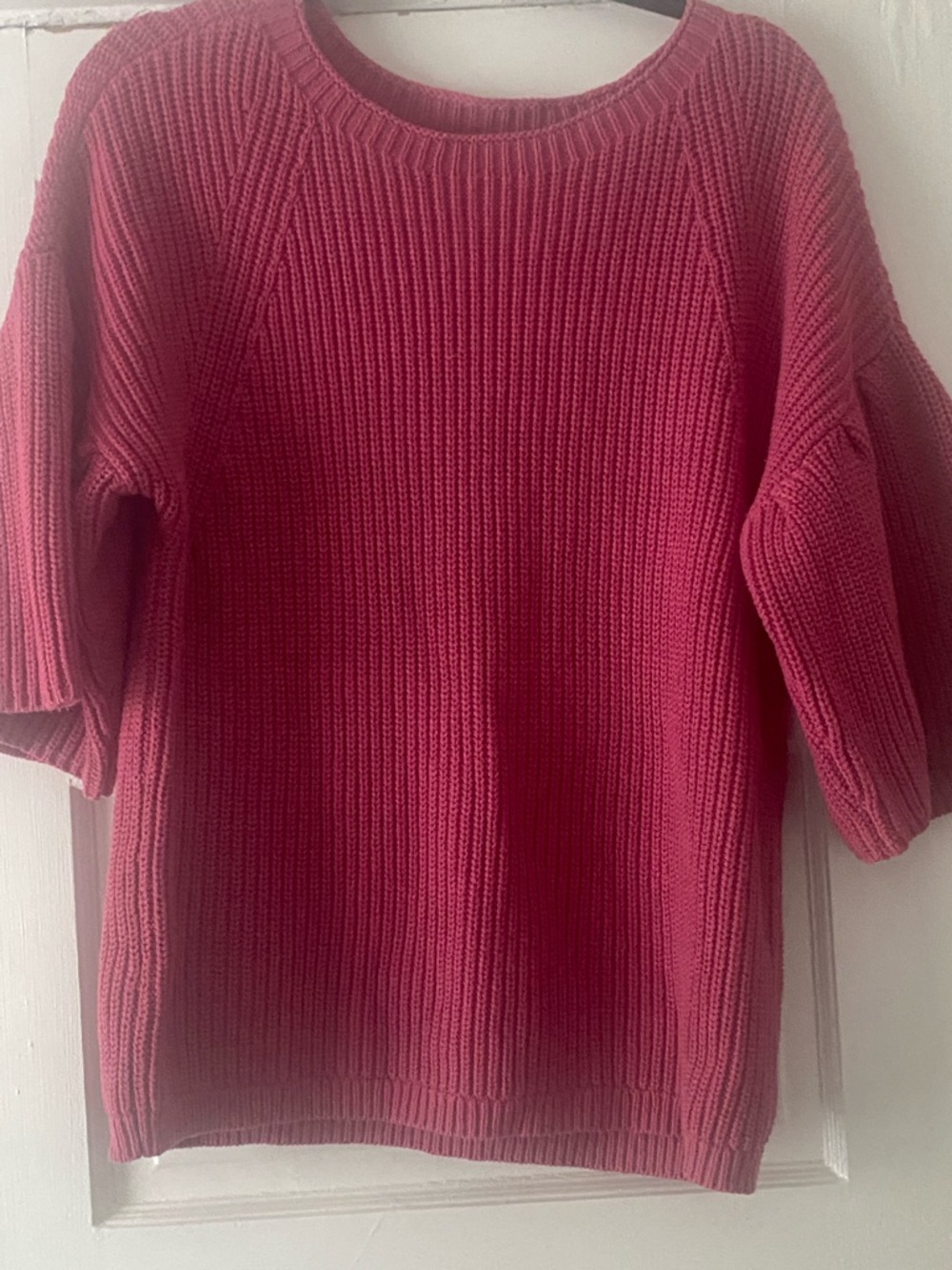 LOFT Outlet Rose Pink Ribbed Crewneck Sweater